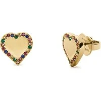 Gold Take Heart Crystal Stud Earrings - Gold