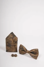 Gold Tan paisley Bow Tie Set-Bow tie, pocket square, Cufflinks Gold Tan paisley Bow Tie Set-Bow tie, pocket square, Cufflinks