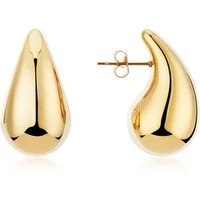 Gold Teardrop Puffed Stud Earrings - Gold