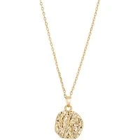 Gold Textured Pendant Necklace - Gold