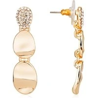 Gold Textured Tripple Drop Earrings - Gold