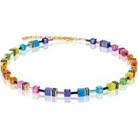 Gold Tone Rainbow Cubes Necklace