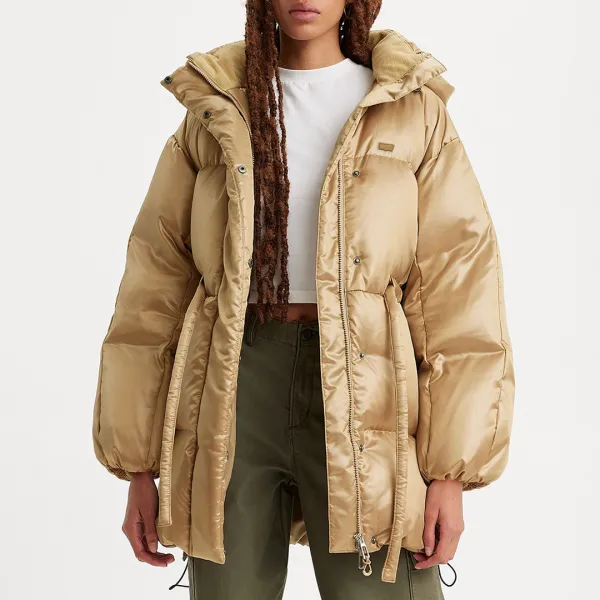 Gold Travertine Puffer Coat - Gold