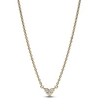 Gold Triple Stone Heart Collier Necklace