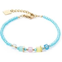 Gold Turquoise Crystal Petite Cubes Bracelet - Gold