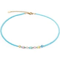 Gold Turquoise Crystal Petite Cubes Necklace