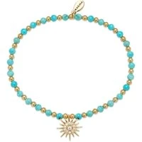 Gold Turquoise Sun Stretch Bracelet - One Size