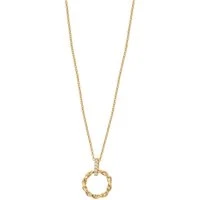 Gold Twist Crystal Circle Pedant Necklace - Gold