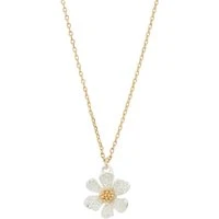 Gold Two-Tone Flower Pendant Necklace - Silver