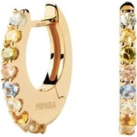 Gold Vivi Coloured Crystal Hoops - Gold