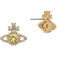 Gold Yellow Crystal Valentina Orb Stud Earrings - Gold