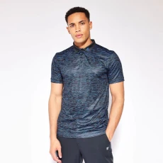 Golf Contour Print Polo - Black / Surf Blue Golf Contour Print Polo - Black / Surf Blue