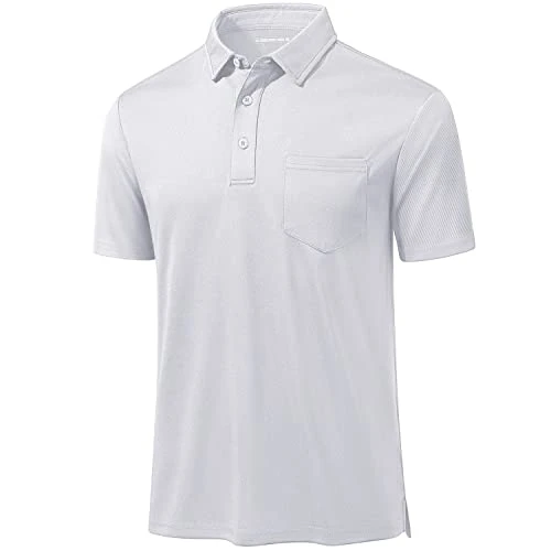 Golf Polo Shirt for Men Breathable Quick Dry Short Sleeve Tops Button Down Collar Casual Polo T-Shir