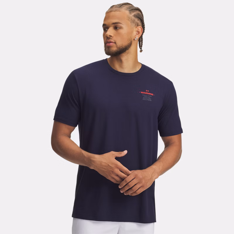 Golf Warning Mens Short Sleeve Midnight Navy / Red M - Blue