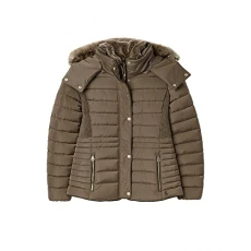 Gosway Fur Trim Womens Padded Coat - Light Brown 8 (217511)