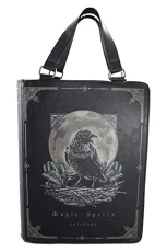 Gothic Raven Moon Magic Spells Book Shape Handbag