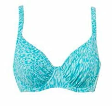 Grace Women’s Underwired Bikini with Lined Soft Cups Beach Dress Swimming Costume(Aqua/Silver, Size 32DD)