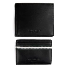 Granony Glasgow Stripe Wallet and Card Holder Mens Black Set 273210 Black