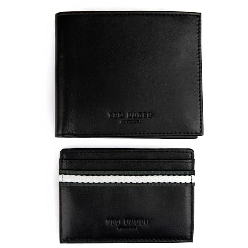 Granony Glasgow Stripe Wallet and Card Holder Mens Black Set 273210 Black