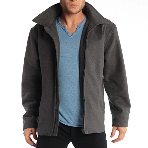 Grant Mens Wool 28" JD Zip Open Front Jacket Gray XL