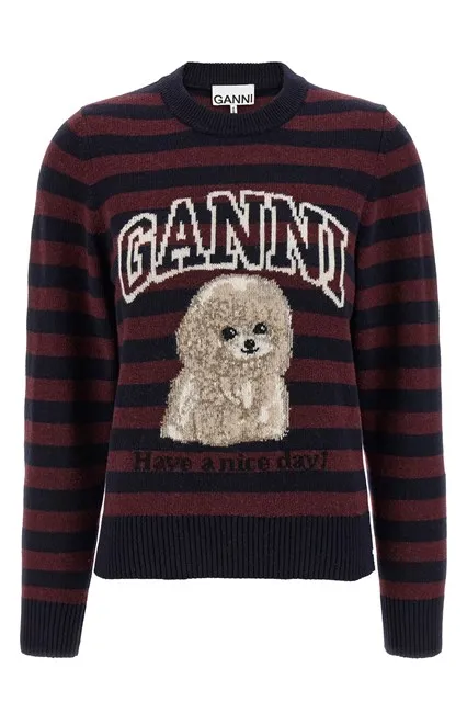Graphic Wool Mix Poodle Stripe sweater - Multicolor