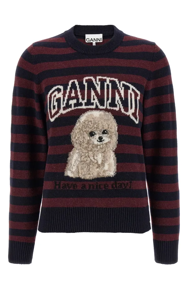 Graphic Wool Mix Poodle Stripe Sweater