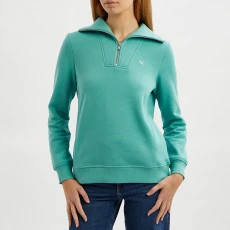 Green 1/2 Zip Cotton Sweatshirt