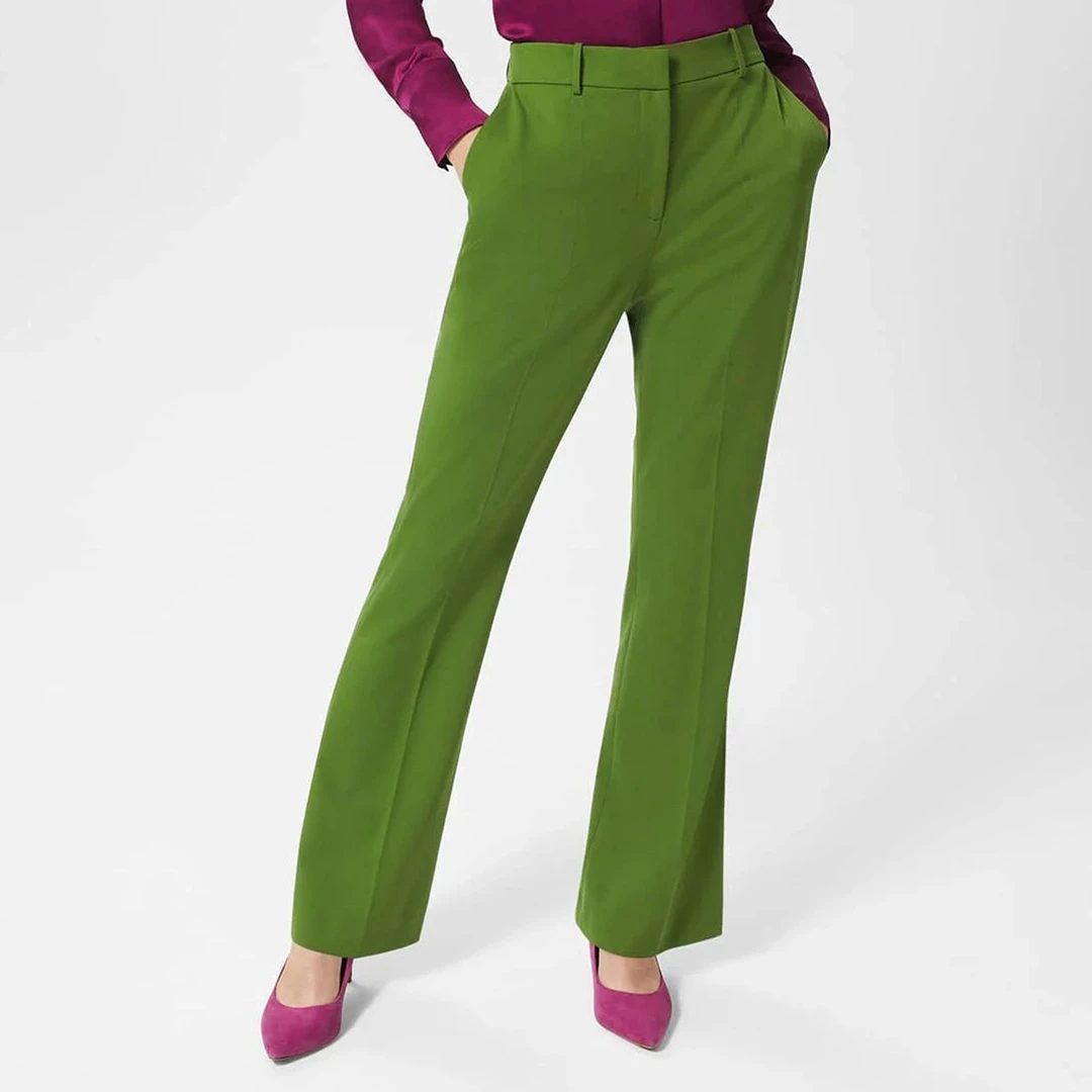 Green Anela Straight Trousers