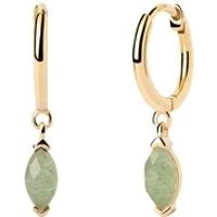 Green Aventurine Nomad Hoops - Gold