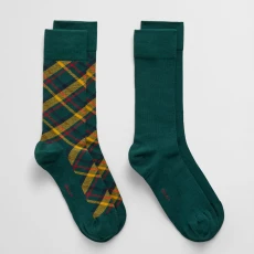 Green Check And Rib Socks Pack