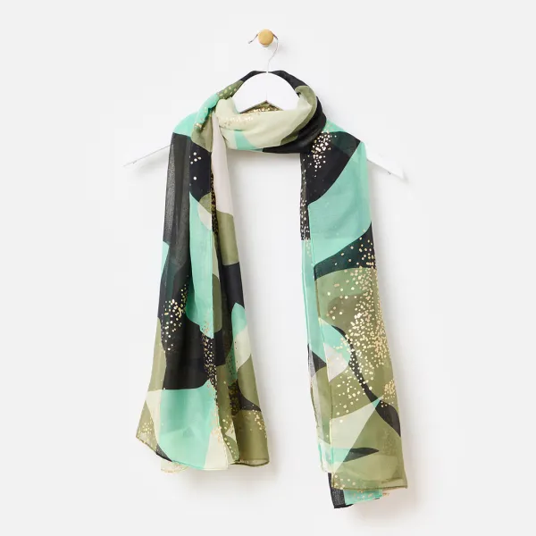 Green Clover Geo Swirl Foil Scarf