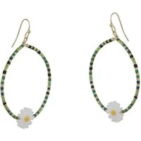 Green Cressida Daisy Hoop Earrings - Green