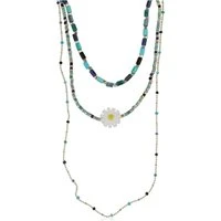 Green Cressida Layered Daisy Necklace - Adjustable