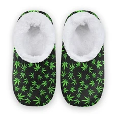 Green Hemp Leaf House Fleece Slippers Comfy Bedroom Shoes Anti-Slip for Men UK 8-9 Green Hemp Leaf House Fleece Slippers Comfy Bedroom Shoes Anti-Slip for Men UK 8-9