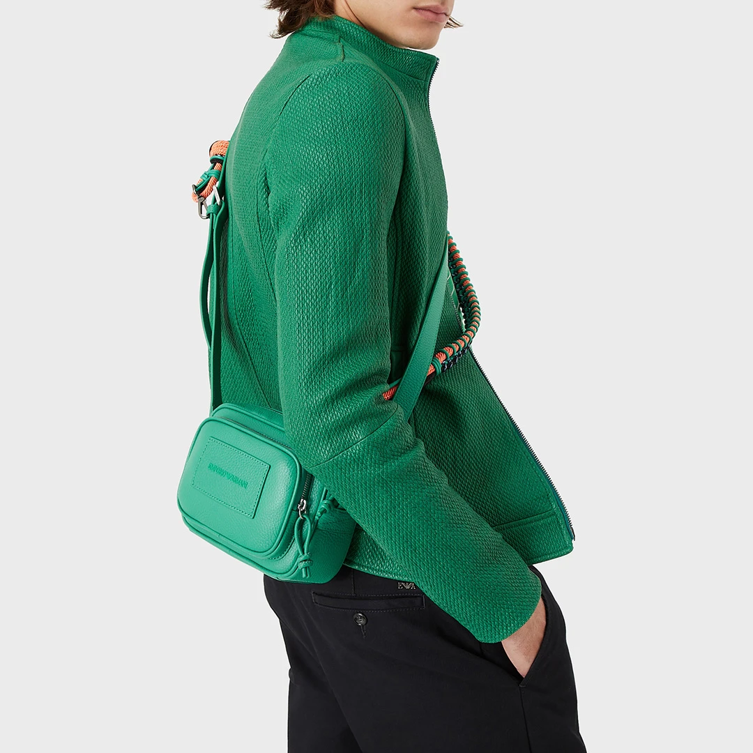 Green High Neck Leather Jacket