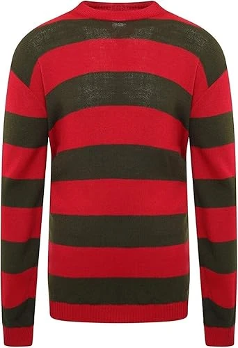Green Red Stripe Kids Unisex Girls Boys Halloween Fancy Dress Knitted Jumper Sweater Jumper 11/12