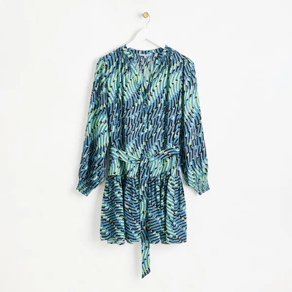 Green Shifted Geo Mini Dress