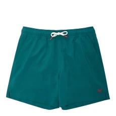 Green Solid Logo Swim Shorts - Blue