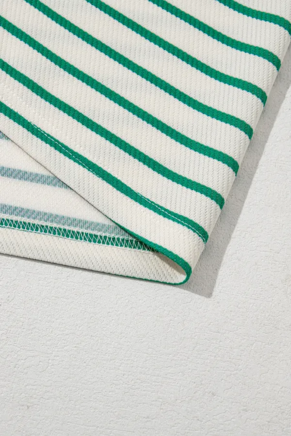 Green Stripe Plus Size St Patricks Day Round Neck T Shirt - Green Stripe / 4X / %Polyester+%Cotton+%Elastane