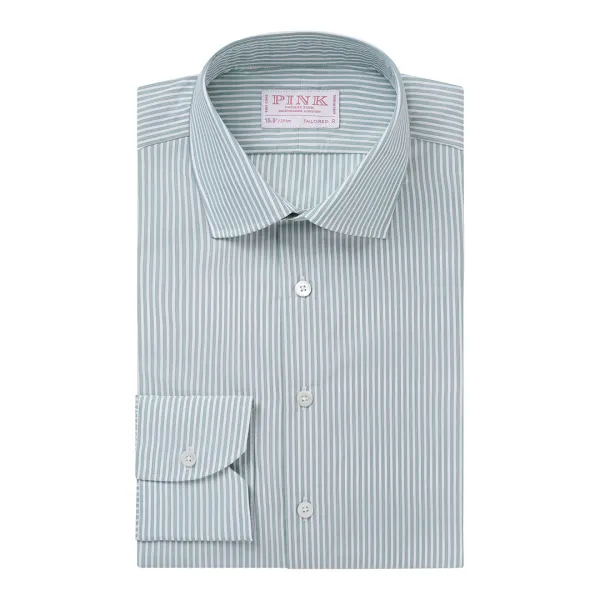 Green Stripe Tailored Fit Egyptian Cotton Shirt - Green