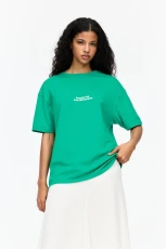 Green T hirt With Contrast Slogan