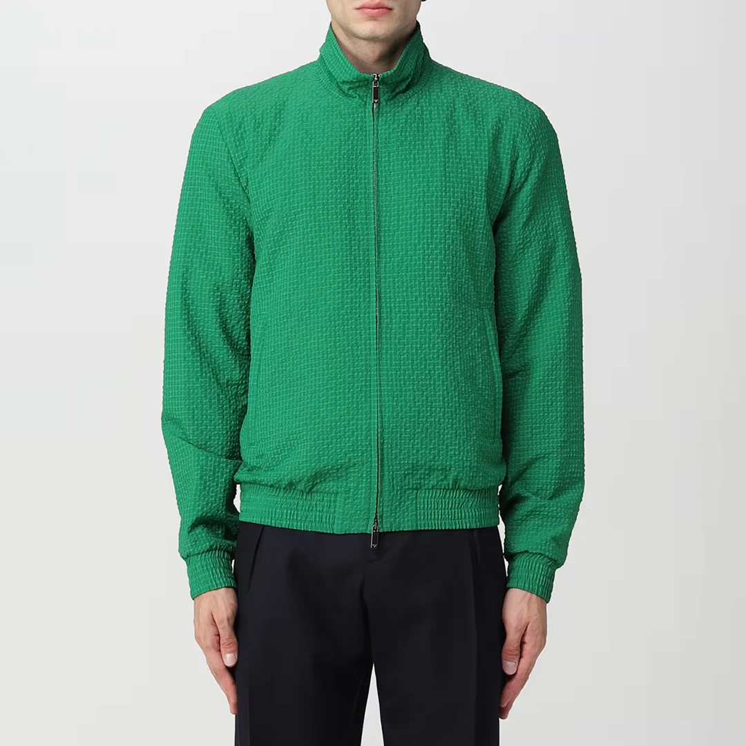 Green Textured Zip Jacket