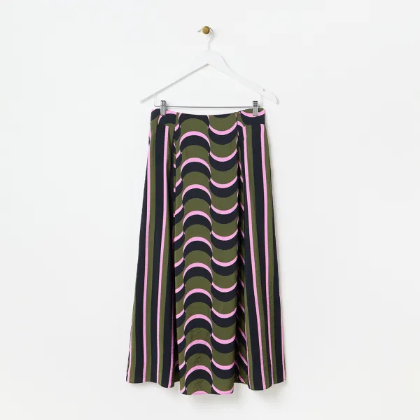 Green Wave Geo Midaxi Skirt