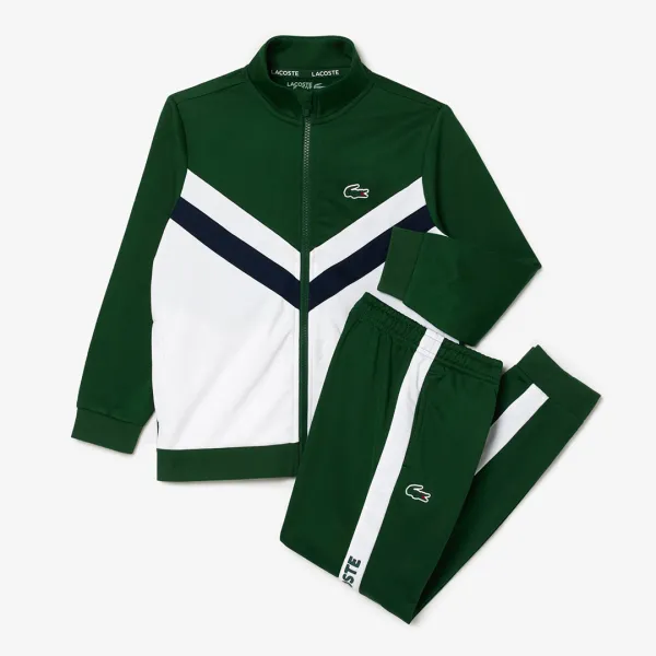 Green/ White Stripe Interlock Tracksuit Jacket and Trouser Set - Multi
