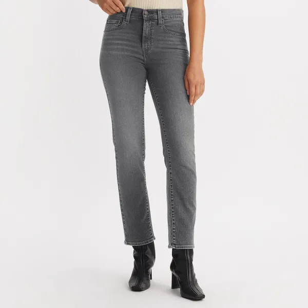 Grey 724 High Rise Straight Stretch Jeans