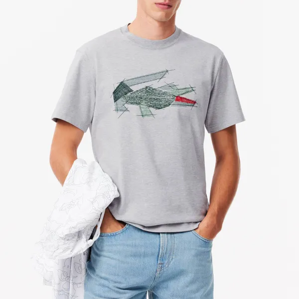 Grey Abstract Graphic T-Shirt - Beige