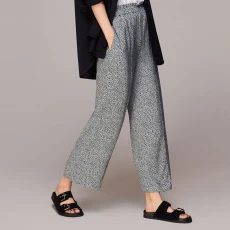 Grey Animal Print Tapered Trousers ulti