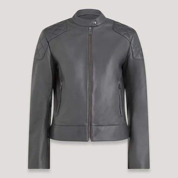 Grey Belhaven Leather Jacket - Grey
