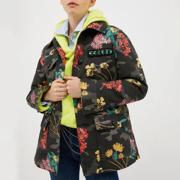 Grey Biacca Pattern Cotton Coat - Grey