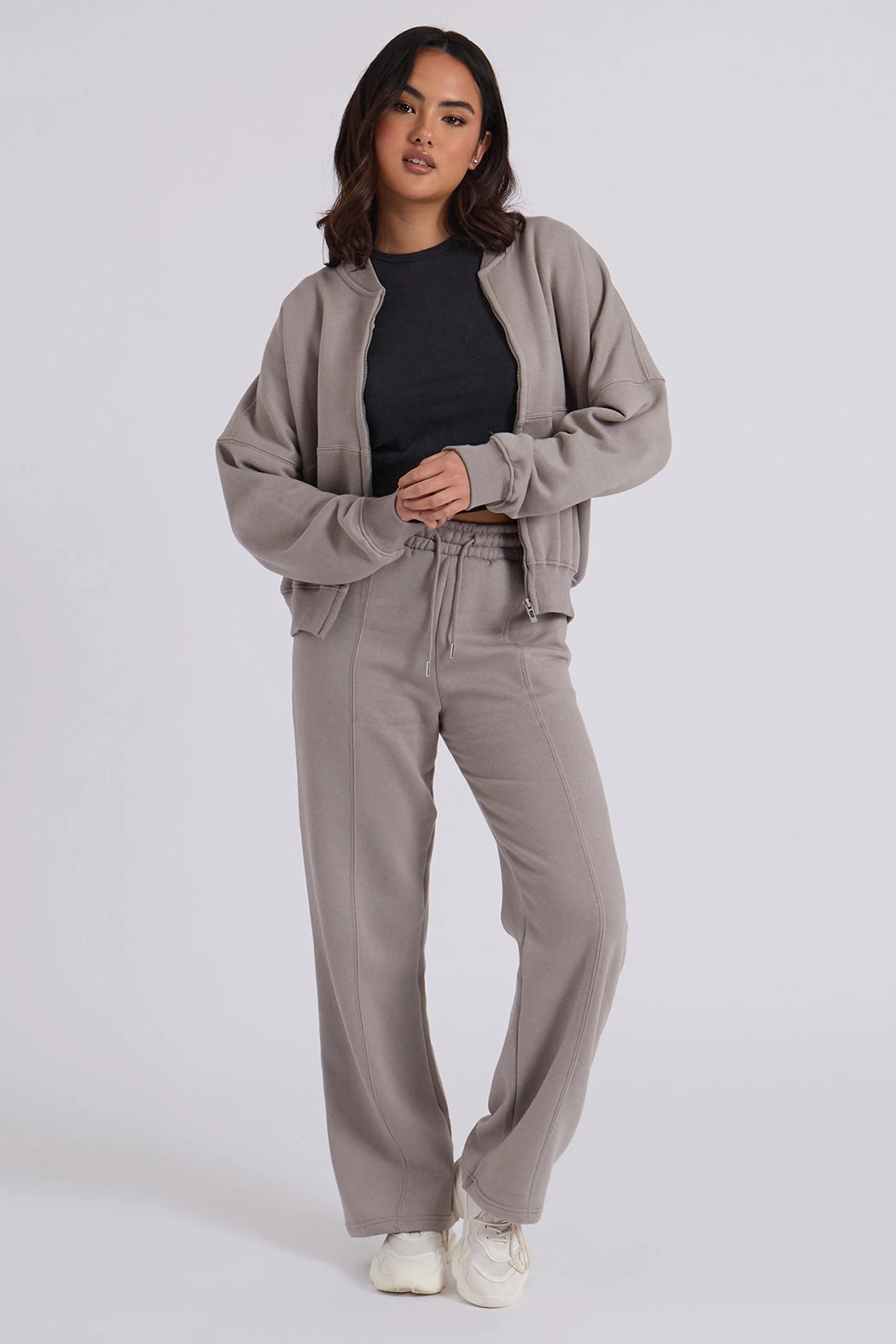 Grey Bomber and Wide Leg Jogger Set / /
